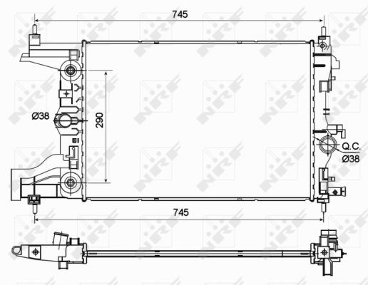 MOTOR SU RADYATORU A.T ASTRA J 10>19 A16XER - B16XER CRUZE (J300) CRUZE (J305) F16D 580×398×16 - NRF 53122