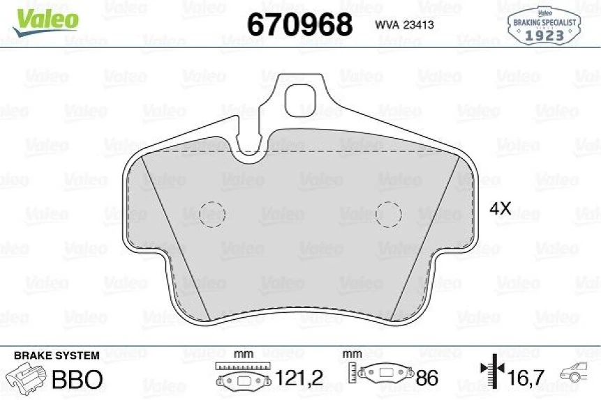 Vag Arka Fren Balatası Porsche 911 Cabrıo Carrera Targa Tavan Boxster Cayman 2.7 3.2 3.4 3.6 M 96.70 M 9 - Valeo 670968