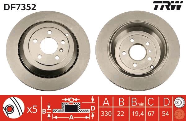 FREN DISKI ARKA 4-matic X164 06>12 W251 07>14 W164 05>11 - TRW DF7352