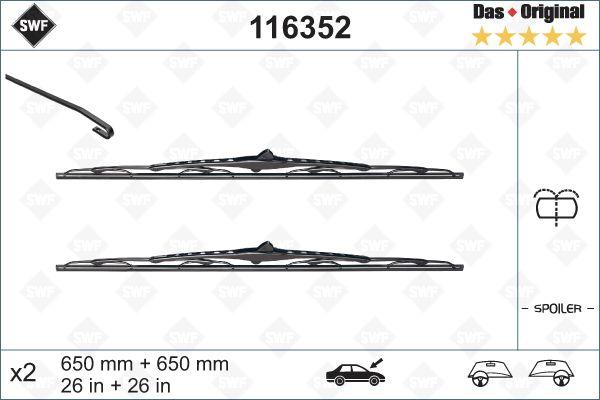 SILECEK SUPURGESI (X2) / (ST+YT) CITROEN C8, PEUGEOT 807 (650SP+650) / (SWF) - VALEO 116352