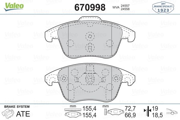 FREN BALATASI ONI P2008 II-208 II-P3008 P5008 C4 II DS4 DS5 C4 PICASSO 2,0HDI 16V 138PS 10 / 06 EP6C - VALEO 670998