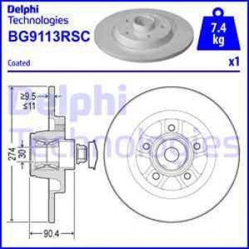 RULMANLI ARKA FREN DISK AYNASI RENAULT KANGOO II CITAN 1.5dCI 1.6I - DELPHI BG9113RSC