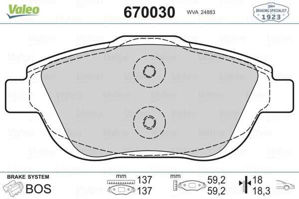 PSA ON FREN BALATASI C3 III DS3 C3 PICASSO P2008 EPC DV6C MOKKA-E (11 / 2009 ) - VALEO 670030
