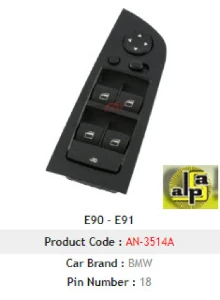 Unıversal Cam Anahtarı>e90-E91 Sol Katlanır Siyah Çerçeveli >>61319132135 / 61319217332 - Mcar-An3514a