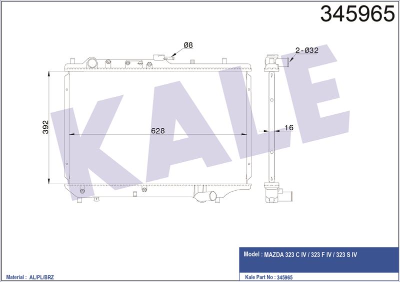 MOTOR RADYATORU MAZDA 323 C IV / 323 F IV / 323 S IV - KALE 345965