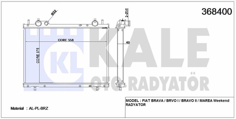 MOTOR RADYATORU BRAVA BRAVO MAREA 1,9 TD JTD 96>01 - KALE 368400