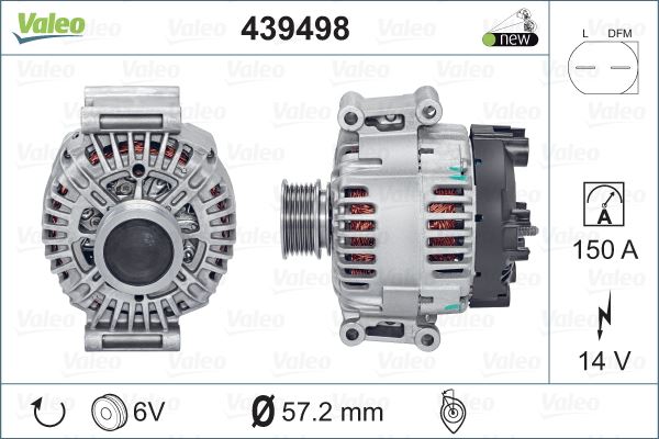ALTERNATOR 14V 150AH A4 A6 1.6 1.8 2.0 2.7 TDI BPP BGB BWE BWT - VALEO 439498