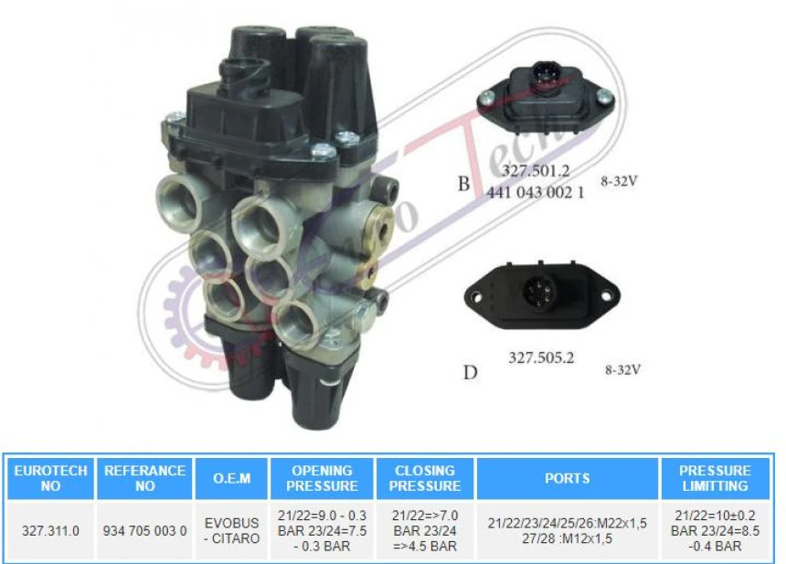Unıversal Truck Hava Dagıtıcı  Ventil İslem Unıtesi Mercedes  Evobus Citaro - Eurotech 327.311.0