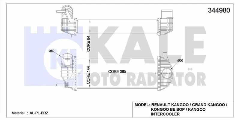 Renault Turbo Radyatoru Kangoo III 1,5dci K9k - Kale 344980