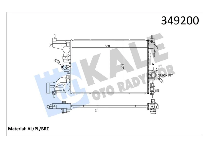 Opel Motor Su Radyatoru M,t Cruze F16d Astra J A14xel A14xer A16xer - Kale 349200