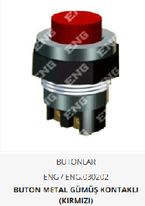 METAL BUTON GÜMÜŞ KONTAKLI (KIRMIZI) - ENG-030202