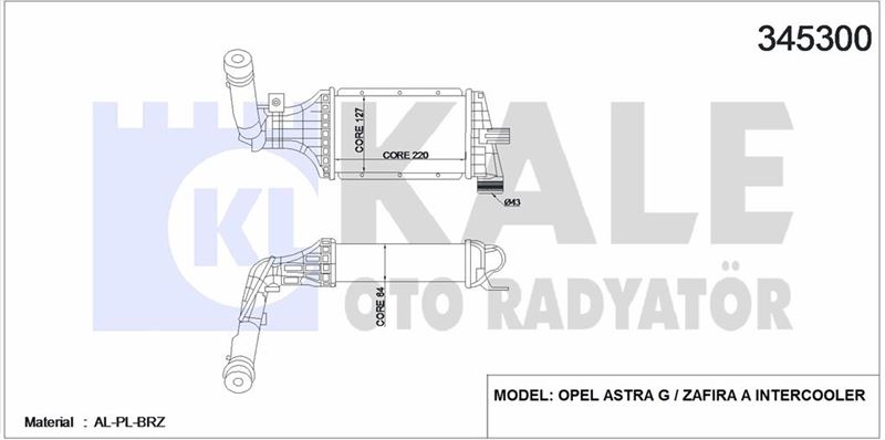 TURBO RADYATORU ASTRA G 98>10 Y20DTH - X17DT - KALE 345300