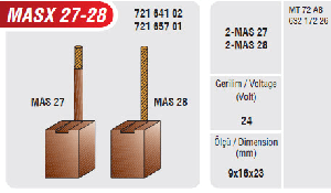 MARŞ KÖMÜRÜ-MT 9x16x23 BSX71 MUADİLİ 24V…..24V - MEGA-MASX27-28