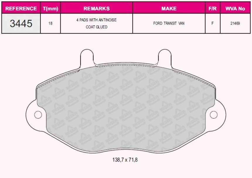Ford On Fren Balatası Transıt T15 93>00 - Grap 93445
