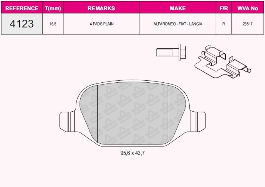 Alfa Romeo Arka Fren Balatası Linea 07> Alfa 147 01> 156 2,0 - Beser 4123