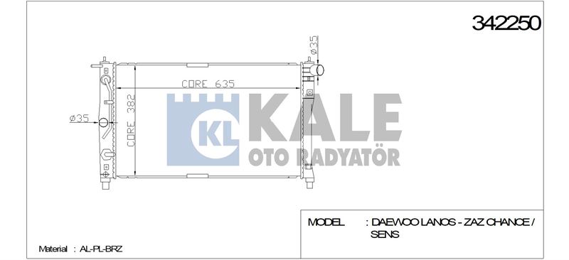 MOTOR RADYATORU DAEWOO LANOS 1,6 2,0 96>00 OTOMATIK - KALE 342250
