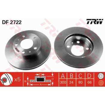ON FREN DISKI BOXER - JUMPER - DUCATO TUM MODELLER 16Q (16 JANT) KARSAN JEST (CAP:300 - KALINLIK: 24 - TRW DF2722