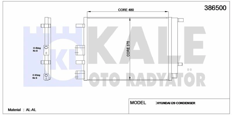Hyundaı Klima Radyatoru Komple Hyundaı İ20 1.2 1.4 2008> (359×328×16) - Kale 386500