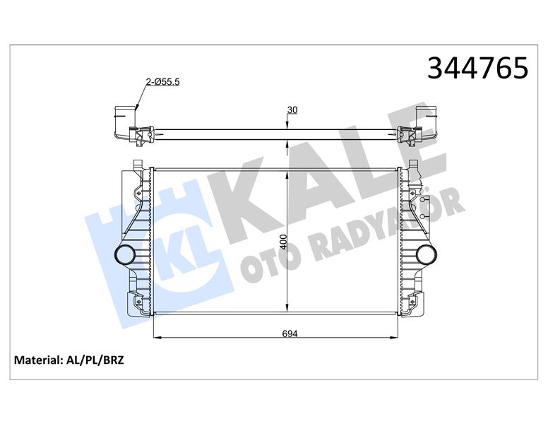 INTERCOOLER VOLKSWAGEN TRANSPORTER IV - KALE 344765
