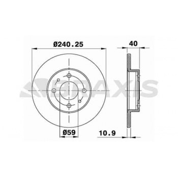 ON FREN DISKI FIAT 500 500C 07> TEMPRA TIPO PUNTO PANDA MAREA BRAVO 96> ALFA ROMEO 145 146 155 92> F - BRAXIS AE0002