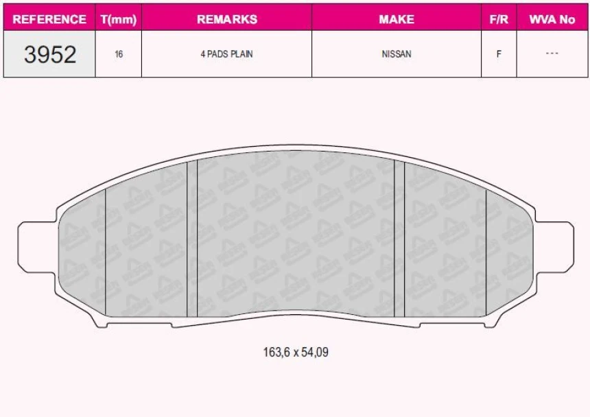 Nissan Ticarı On Fren Balatası Nissan Navara 04-10 Patfınder 05-11 (17 Jant) - Grap 93952