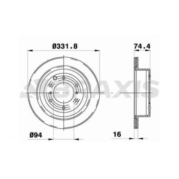 ARKA FREN DISK AYNASI HAVALI PAJERO 3.2 3.8 V6 4WD 07> 332x6 - BRAXIS AD1048