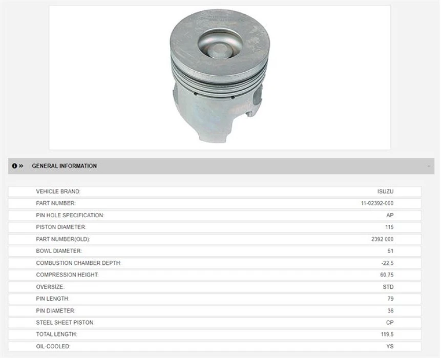 İsuzu Ticarı Piston (segmansız)(std) İsuzu 4hg1t Npr71 - Yenmak 11-02392-000