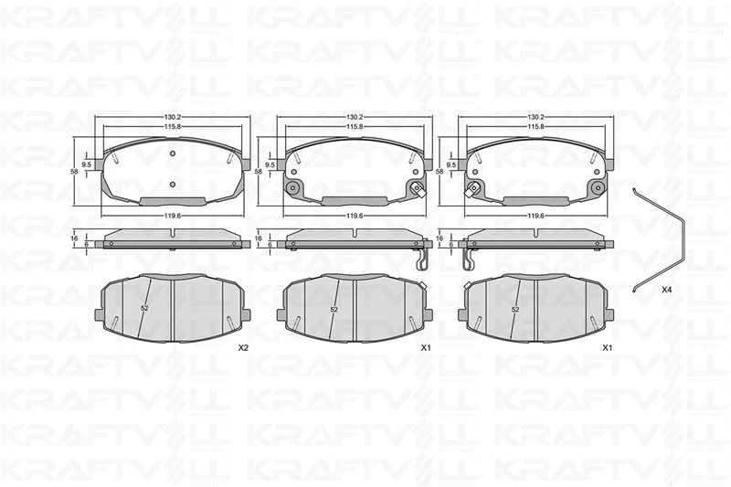 Kia Fren Balatası On Hyundaı İ30 07-12 Kia Ceed 07-12 Carens 02-06 (130*58*18) - Kraftvoll 07010408