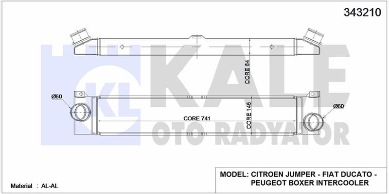 TURBO INTERCOLL RADYATORU BOXER III - JUMPER III 2,2HDI / 3,0HDI E4/E5 06> DUCATO III > 2,3JTD / 3,0 - KALE 343210