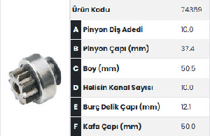 MARŞ DİŞLİSİ-10D TOYOTA COROLLA - AURİS 1,4 D4 2008-2014	 12NPD3430 - FORMMETAL-74369