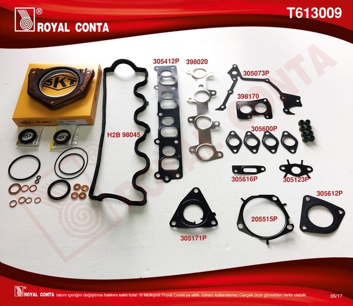 MOTOR TAKIM CONTASI SKT KECELI SUBAP LASTIKLI DOBLO PUNTO STRADA 1,9JTD (182,B9,000 188,A2,000 MOTOR - ROYAL T613009