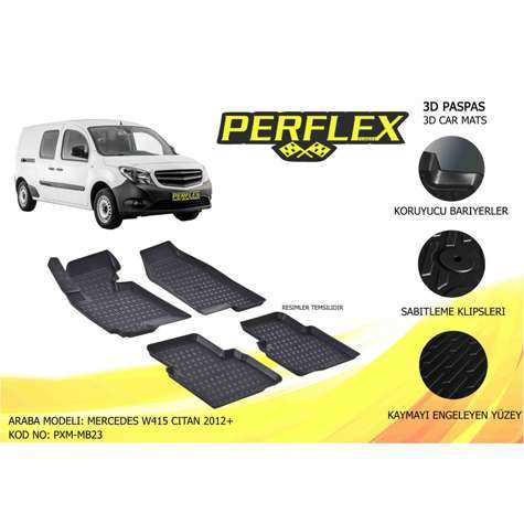 Mercedes Havuzlu Paspas 3d X-Mat Siyah Citan 415 12> - Perflex Pxm-Mb23