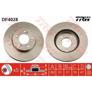 ON FREN AYNASI HAVALI HONDA CRV 97-01 HRV 99-06 PRELUDE 96-01 (282X5) - TRW DF4028