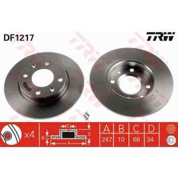 ON FREN DISK AYNASI P106 P206 P306 P205 P405 P309 ZX C15 SAXO 1,4 1,6 94>96>96 HAVA SOGUTMASIZ - TRW DF1217