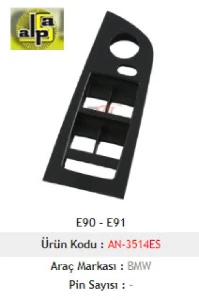 Unıversal Cam Anahtarı>e90 - E91  Sol Cam Anah. Çerçevesi - Siyah - Katlanmaz Tip   >> - Mcar-An3514es