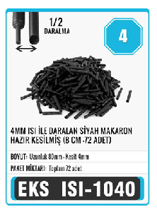 MAKARON-4 MM ISIYLA DARALAN   8CM HAZIR KESİMLİ  72 ADET - EKS-ISI-1040
