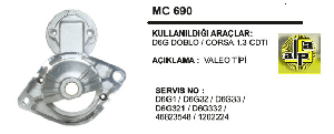 MARŞ ÖN KAPAK-VT D6G DOBLO/CORSA 1,3 CDTI - REMARK-MC690