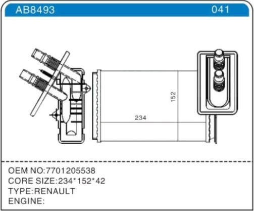 KALORIFER RADYATORU  R.KANGOO 1.4, 1.5 DCI, 1.9 D TUM MOD. 98>08 - ZENON RN2652