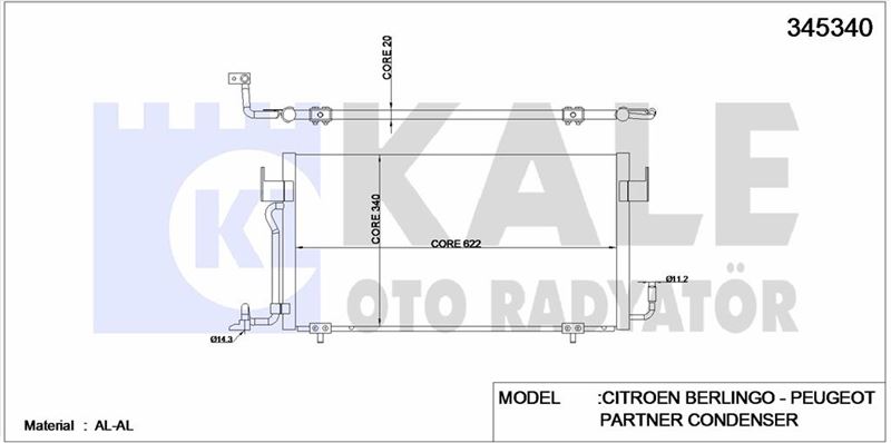 KLIMA RADYATORU PARTNER BERLINGO XSARA DW8 XUD9 (97 03) - KALE 345340