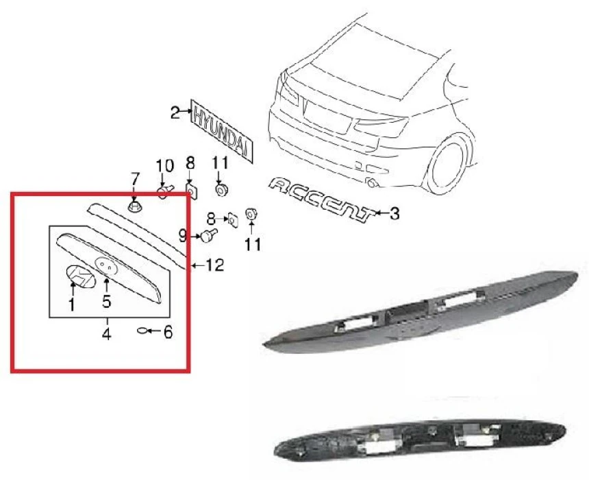 Hyundaı Arka Bagaj Plaka Ust Bakalıt Accent Era 06> - Vortex V1504371