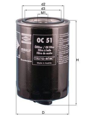 YAG FILTRESI CADDY II (95 04) GOLF (83 99) JETTA (80 91) PASSAT (80 96) POLO (86 99) LT35 (82 96) (T - MAHLE OC51OF