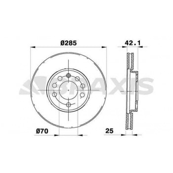 FREN DISKI ON CROMA 05> / VECTRA C 02> SIGNUM 03>08 02> / 9 3 02> HAVALI 285MM - BRAXIS AE0066