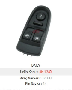 Unıversal Cam Anahtarı-İveco Daıly 12-14 Sol Çerçeveli - Ayna Ayarlı - Mcar-An1240