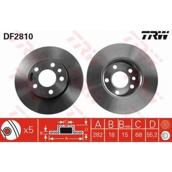 ON FREN AYNASI TRANSPORTER T4 1,8 1,9 1,9TD 2,0 2,4D 2,5TDI 2,8 2,8TDI 96> - TRW DF2810