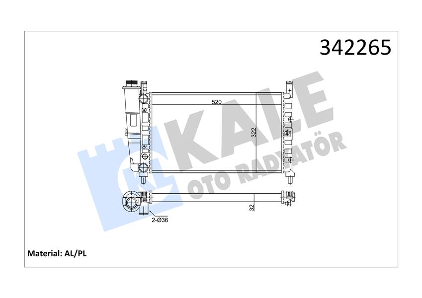 MOTOR RADYATORU UNO 70 1,4 (520*322*34) - KALE 342265