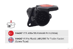 TIR RÖMORK FİŞİ DİŞİ-ABS-EBS-7'Lİ-SİYAH VİDALI-PLASTİK - AKSA-14047