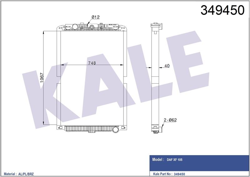 MOTOR SU RADYATORU DAF XF 105 (CERCEVESIZ) / (MT) - KALE 349450