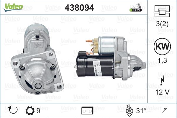 MARS MOTORU 12V 9 DIS BMW 3 (E46) Z3 Z4 (E85) 00> - VALEO 438094