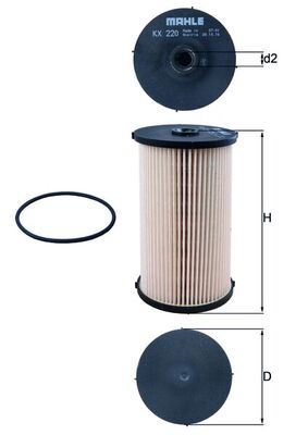 YAKIT FILTRESI (MAZOT) EOS GOLF VI VII JETTA YETI SUPERB A3 TT CADDY III PASSAT TIGUAN TOURAN LEON O - MAHLE KX220D