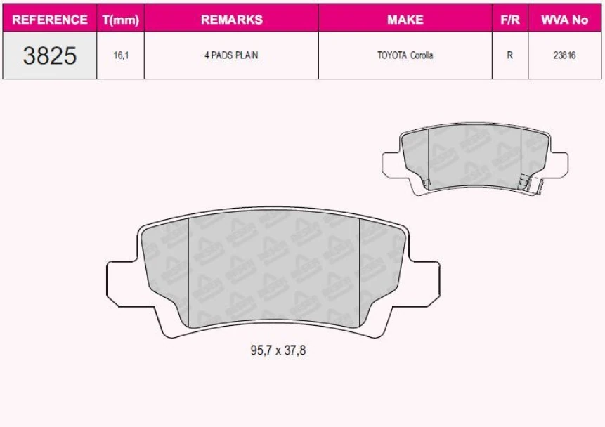 Toyota Arka Fren Balatası Toyota Corolla 1.4 1.6 Vvti Benzinli 2003-2007 - Beser 3825